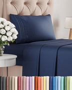 Twin XL Size 3 Piece Sheet Set - Comfy Breathable & Cooling Bed Sheets Set - Hotel Luxury Bedding for Women, Men, Kids, Teens, Boys & Girls - Deep Pockets, Soft, Wrinkle Free - Oeko-Tex - Navy Blue