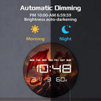Timethink 12'' Red Fire Dragon Digital Wall Clock LED Display, Fantasy Medieval Gothic Decor Electric Wall Clock with Temperature, 12/24hr, Date, Auto-Brightness, USB Powered for Bedroom Living Room