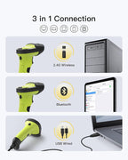 Inateck 2D Barcode Scanner, Wireless Bluetooth QR Code Scanner with AI APP & SDK, 180-Day Battery Life, Fast & Accurate Scanning, Compatible with iOS/Android/Windows