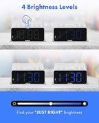 Homicial Digital Alarm Clock Radio with AM/FM Radio, Multi-Colors 1.4” LED Digits, Preset, Sleep Timer and Clear Display with Dimmer for Bedroom Bedside, Outlet Powered with Battery Backup (White)