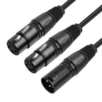 2 Pack XLR Splitter Cable,1 Maleto 2 Female, 1.5FT Stereo Mic to L&R Audio Y-Splitter Cable