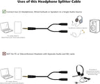 2-pack 3.5mm Audio Headphone Splitter – Dual Listening and Speaker Jack Y Adapter for Sharing Music or Videos – Compatible with iPhone, iPad, Laptops, Tablets, and Other Devices with AUX Port
