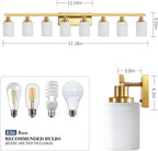 DIKAIDA 52inch Gold Bathroom Light Fixtures, Modern Bathroom Vanity Light with Milky White Glass Shade, Gold Wall Lamp Sconces for Mirror Bedroom, Living Room Hallway