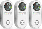 Vilfet Carbon Monoxide Detectors & Natural Gas Detector, 4-in-1 Carbon Monoxide Detectors Plug in, Gas Leak Detector with Dual Alarms, Temperature & Humidity Sensor for Home, RV, White, 3 Packs