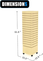 16" W * 16" D * 62" H - Maple Slatwall Tower, Four Panel Slatwall Retail Fixture, Rotating Retail Display Rack