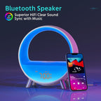 MOMILLA Sunrise Alarm Clock with Wireless Charging Station, Bluetooth Speaker, White Noise Sound Machine, Night Lights Table Lamp, Alarm Clocks for Heavy Sleepers Bedrooms Kids/Baby/Adults