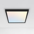 ASD LED 12" Square Flush Mount Ceiling Light Fixture, Low Profile Surface Lighting | 5CCT, Dimmable, Ultra-Thin, ETL Listed | 24W 1700LM 2700-6000K 120V | Kitchen, Bedroom, Hallway Lamp | Black