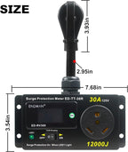 ENDMAN RV 30 Amp Surge Protector with Power Meter (kWh) - 12,000 Joules High Surge Guard - Real-Time Voltage & Amp Monitor for Travel Trailers (NEMA TT-30P)