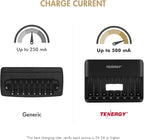 Tenergy TN477U 8-Bay Fast Charger for NiMH/NiCD AA AAA Rechargeable Batteries with 8pcs AA and 8pcs AAA Premium Pro Rechargeable Batteries