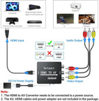 Setuact HDMI to AV Converter, HDMI to RCA Converter, Supports PAL/NTSC for Apple TV, Roku, Fire Stick, Blu-ray, DVD Player, Older TV, Projector, (Single)