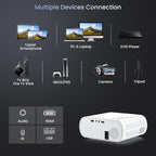 HOMPOW Projector, Native 1080P Full HD Bluetooth Projector with Speaker, 9500 Lumens Outdoor Portable Movie Mini Projector Compatible with Laptop, Smartphone, TV Stick, Xbox, PS5