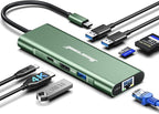 Hiearcool USB C Hub, 8 in 1 USB C Hub Multi-Port Adapter with Gigabit Ethernet, USB C to 4K@60Hz HDMI Dock Dongle for MacBook Pro Air M1 M2 and Type C Laptops-Green