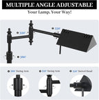 Bairth Dimmable Pharmacy Floor Lamp with Remote, 17W LED Reading Floor Lamp with 360°Swing Arm, 3 Color Temperature, Height Adjustable Black Standing Task Lamp for Living Room, Bedroom, Black