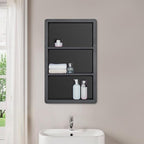 Recessed Medicine Cabinet No Mirror - 14x24 Bathroom Storage Wall Cabinet with 2 Shelves, 304 Stainless Steel Shower Niche, Matte Black Waterproof for Bathroom, Toilet, Vanity
