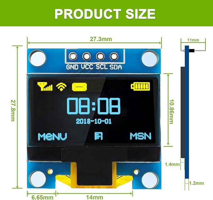 EPLZON 5 Pack 0.96 inch OLED IIC Display Module 128x64 Pixel Mini Self-Luminous Display Screen Board for Arduino Projects Raspberry Pi with Wire(Blue and Yellow)