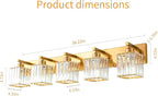 FDPBY Modern 5-Light Gold Brushed Brass Finish Crystal Wall Light for Bathroom Vanity