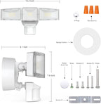 SAATLY Motion Sensor Outdoor Lights - 4600LM LED Security Lights, Dusk to Dawn, IP65 Waterproof, 3 Adjustable Head Motion Detector Flood Lights for Garage, Yard, Porch