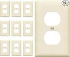 ENERLITES Duplex Receptacle Outlet Wall Plate, Size 1-Gang 4.50" x 2.76", Unbreakable Polycarbonate Thermoplastic, UL Listed, 8821-LA-10PCS, Light Almond (10 Pack)