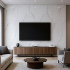 Dundee Deco Faux Marble Wall Panels - Sample - Glossy, Waterproof Indoor Wall Cladding - White, Grey Veins - Sample 6" x 6"