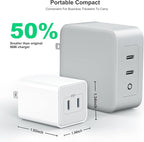 USB C Wall Charger 40W, 1 Pack Dual Port 20W PD 3.0 Type C Fast Charging Block, Durable Compact Power Adapter for iPhone 11/12/13/14/15/16/17 Pro Max, AirPods4，watch10 ultra2