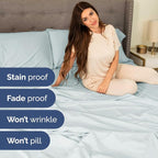 Full XL Bed Sheet Set - 4 Piece Extra Long Extended Full XL Sheets - Soft, Breathable & Cooling - Fits 8” to 16" Mattress w/ Deep Pockets - 54" x 80" - Easy-Fit, Wrinkle & Fade Resistant - Ice Blue