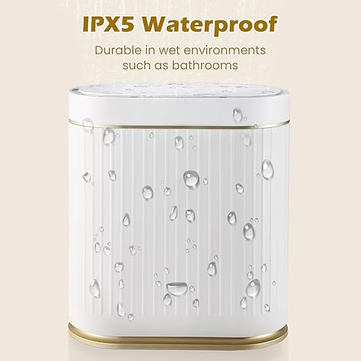 Bathroom Trash Can with Lid Automatic 2 Gallon Motion Sensor Garbage Bin, 7.5 Liter Smart Trash Bin Bathroom Decor, Plastic Garbage Can, Narrow Trash Can for Bedroom, Office, Living Room