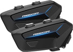 FreedConn FX Plus Motorcycle Helmet Bluetooth Headset, Auto-Join Mesh Network, 16 Riders Intercom Motorcycle Communication Systems with CVC and AI Noise Cancellation for Group Ride, 2 Pack