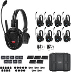 SYNCO XTALK XPro9 Wireless Intercom Headset System 2.4 GHz 1640FT/500M Long Distance Range Full Duplex for 9 Person Communication with Noise Cancellation for Live Show Stage Performance Movie Shoot