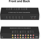 RuiPuo 6Port AV to HDMI Converter RCA/Composite/CVBS Adapter Support 16:9/4:3 Switch for Wii/N64/PS1/PS2/PS3/VHS/VCR/DVD Players etc (6Port RCA in to 1 HDMI Converter with IR Remote)