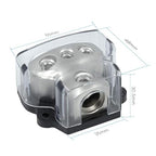 RKURCK 3 Way Power Distribution Block, 0/2/4 AWG Gauge in, 4/8/10 Gauge Out, Car Audio Stereo Amp Distribution Connecting Block for Audio Splitter (1x0GA+3x4GA)