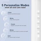 7AM2M Sonic Electric Toothbrush for Adults and Kids, with 8 Brush Heads and Travel Case,5 Modes with 2 Minutes Built in Smart Timer, One Charge Use for 90 Days, Rechargeable Toothbrushes(White)