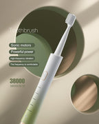 AJELU Upgrade Sonic Electric Toothbrush for Adults, 8 Replacement Brush Heads, Rechargeable Electric Toothbrush with 2-Minutes Timer IPX7 Water-Proof, for Indoor & Outdoor, White & Green Gradient