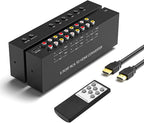 Arector 6 Port RCA to HDMI, 1080P/720P 6 Way AV to HDMI Converter Composite CVBS AV Switch to HDMI Converter Adapter Support 4:3/16:9 Switching, for Sega Xbox PS2 PS3 N64 NGC SNES WII VHS VCR Camera