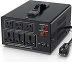 4000W Voltage Converter Transformer Step Up 110V/120V to220V/240V or Step Down 220V to 110V AC Power Converte, Circuit Breaker Protection, 3 US sockets, 3 Universal sockets, LCD Display