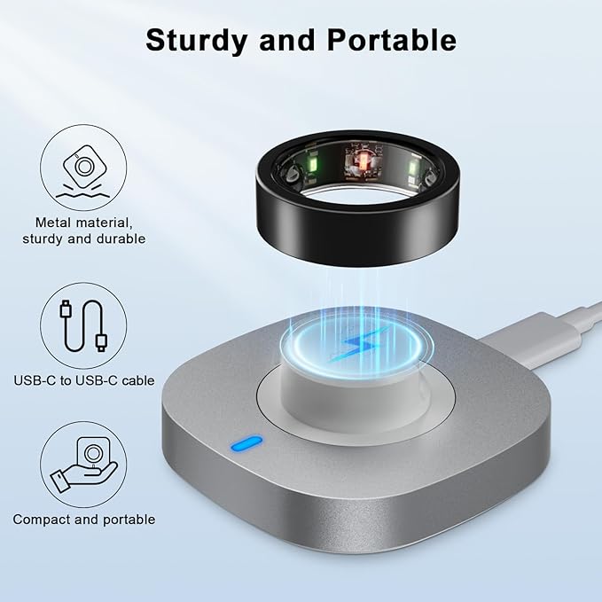 ZOOROO Charger Compatible with Oura Ring Gen 3 Size 8, Fast Charging Dock with USB-C Cable
