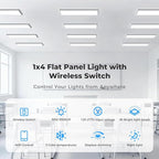 AIKVSXER 24 Pack 1x4 FT LED Flat Panel Light Surface Mount, with Wireless Switch & App Control, Night Mode, 50W 5500LM, 3000K/4000K/6500K, Ultra-Thin LED Light for Office Home,120-277V - White