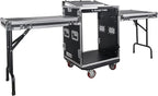 Sound Town Heavy-Duty 1/2" (12mm) Plywood 14U PA DJ Rack/Road ATA Case with 11U Slant Mixer Top, 20’’ Rackable Depth, 2 DJ Work Tables and Casters, 14-Space Size, Pro Tour Grade (STMR-14UWT2)