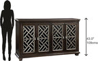 Hekman Transitional Entertainment Center - Wooden Finish, Durable Solid Wood TV Stand, Media Console Cabinet with Power Pack Outlet, 4 Glass Door, Media Storage Shelf, Modern Living Room Furniture