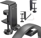 NCHONHONG Headphone Holder Under Desk Hook with Cable Organizer, Foldable Aluminum Headset Mount, Space-Saving Hanger for Most Headphones
