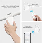Diydeg Smart Curtain Motor, Solar Powered APP Remote Control Automatic Curtain Opener for Roman Rod U Track I Beam, with Voice Assistant Home Compatibility