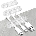 SOULWIT Cable Holder Clips, 3-Pack Cable Management Cord Organizer Clips Silicone Self Adhesive for Desktop USB Charging Cable Nightstand Power Cord Mouse Cable Wire PC Office Home
