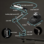 SANDROY VOLT Dual Light Source LED Desk Lamp - Clamp Mount Office Table Light with Knob Remote Control, Adjustable Brightness & Color Temperature, 5 Lighting Modes for Reading, Computer, DIY