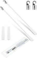Bokon 2 Pieces White Fiberglass Blind Wand Vertical Blinds Stick Replacement with Hook and Handle for Window Opener Accessory(12 Inch)
