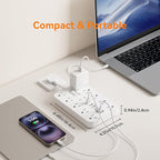 Short Extension Cord with USB and USBC Ports, Flat Outlet Extender with 10 AC Outlet 6 USB, 1 Switch & 2 LED Indicator, USB Wall Power Strip for Multiple Devices, for Home, Office, Dorm Essentials