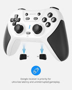 abxylute C5P Wireless Gaming Controller for PC/Switch/iOS/Android/PS3/PS4/Steam/MAC, 2.4 GHz Hall Effect Stick & Trigger Turbo-Remappable Back Buttons Rubberized Grip Console Layout Gamepad Vibration