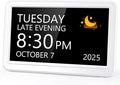 Raynic Date Clock, Digital Clock with 12 Themes, 20 Alarms, 20 Reminders, Semi-Automatic Dimming, 12/24 Hours, Auto DST for Desktop, Office, Students