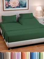 Split Head King Sheet Set – 4 Piece Flex Split Top King Sheets for Adjustable Beds - Fits 14” to 16" Mattress w/ Deep Pockets - Breathable & Cooling - Luxury Bedding and Wrinkle Free - Emerald Green