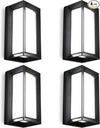 ledmo Exterior Wall Lights LED Beads 1800LM Outdoor Lights Fixtures Wall Mount Matte Black Outdoor Christmas Lighting 6000K Aluminum Shade Modern IP65 Waterproof for House Porch Walkway Coach 4 Pack