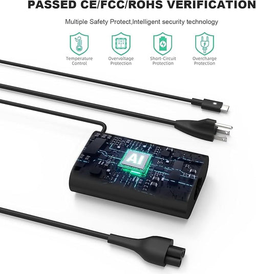 65W Type c USB c Ac Charger Compatible with Dell xps 13 9360 13 9365 2in1 13 9315 9320 5420 5290 5480 5491 5495 5520 5530 5580 5590 5591 7280 7290 Power Adapter Supply Cord
