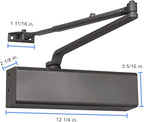 Lawrence Heavy Duty Door Closer Commercial Grade 1 - Adjustable 6-Speed Delayed-Action Door Control with 3 Pistons – Flexible Installation with Included Hardware - Embassy Series LH816